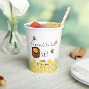 Cute Bumblebee So Sweet To Bee One 1st Birthday Paper Cups