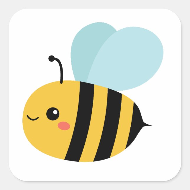 Cute Bumblebee Square Sticker (Front)