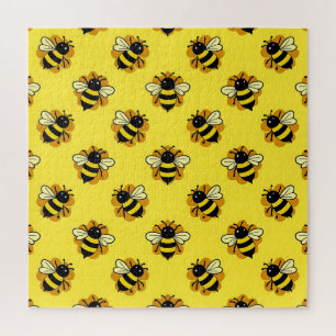 Cute Bumblebee Summer Pattern Jigsaw Puzzle