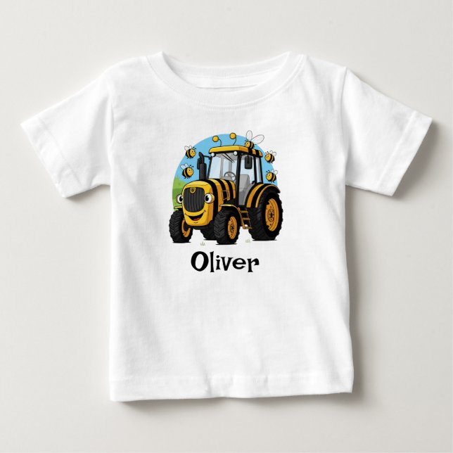 Cute Bumblebee Tractor Baby T-Shirt (Front)