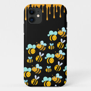 Cute Bumblebees and Honey Black Case-Mate iPhone Case