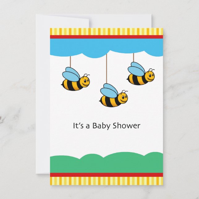 Cute Bumblebees Baby Shower Invitation (Back)