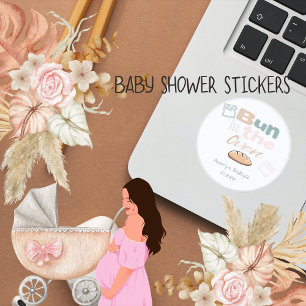 Cute Bun In Oven BaBy Q Shower  Classic Round Sticker