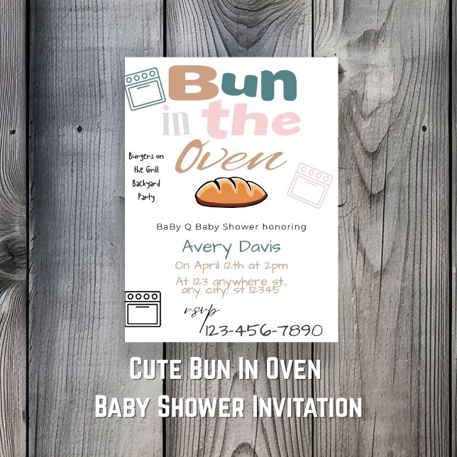 Cute Bun In Oven BaBy Q Shower  Invitation (Cute Bun In Oven BaBy Q Shower Invitation
)