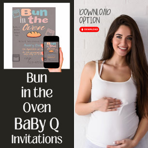 Cute Bun In Oven BaBy Q Shower  Invitation