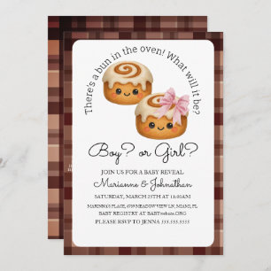 Cute Bun In Oven Boy Girl Baby Reveal  Invitation