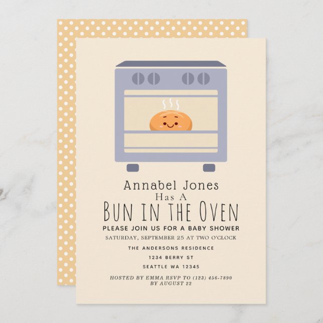Cute Bun in the Oven Gender-Neutral Baby  Invitation (Front/Back)
