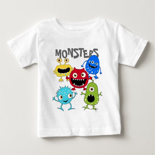 Cute Bunch of Monsters Infant T Shirts (Front)