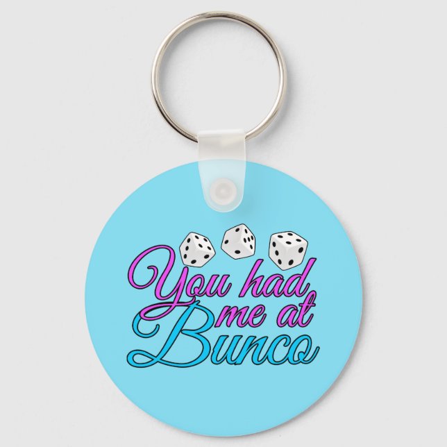 Cute Bunco Game Night Pink Blue Dice Key Ring (Front)