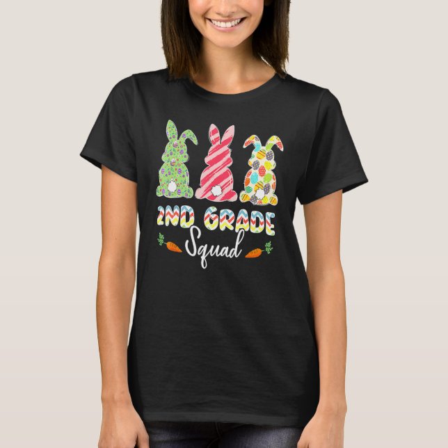 Cute Bunnies 2nd Grade Teacher Squad Easter Day Ti T-Shirt (Front)