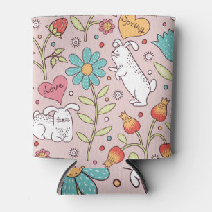 Cute Bunnies: Adorable Seamless Charm. Can Cooler