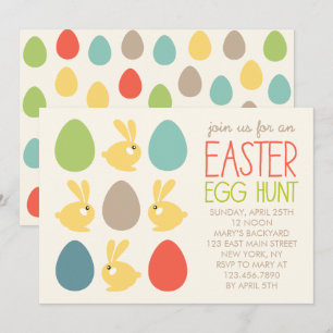 Cute Bunnies and Easter Eggs Easter Party Invitati Invitation