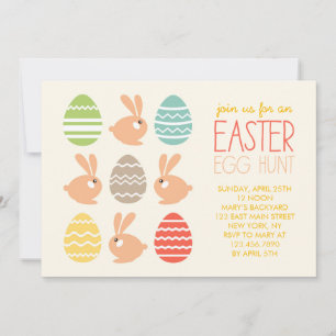 Cute Bunnies and Easter Eggs Easter Party Invitation