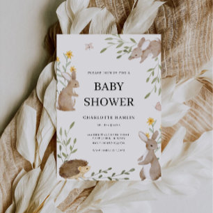 Cute Bunnies And Greenery Baby Shower  Invitation