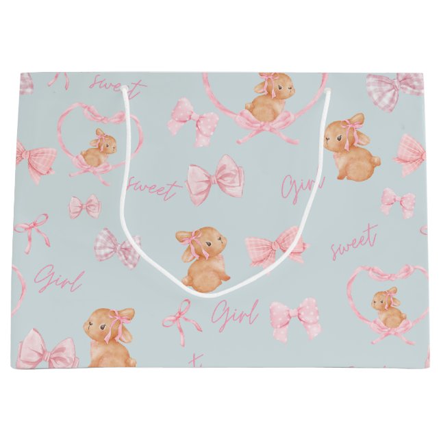 Cute Bunnies & Bows mint Gift Bag (Front)
