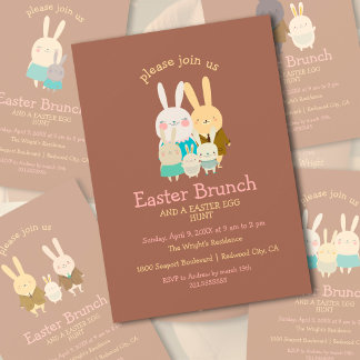 Cute Bunnies Customisable Easter Party Invitation