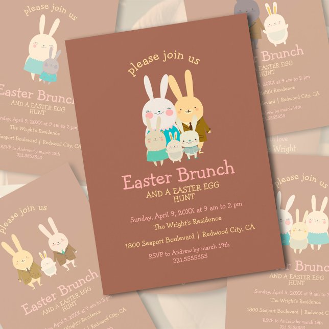Cute Bunnies Customisable Easter Party Invitation (Creator Uploaded)