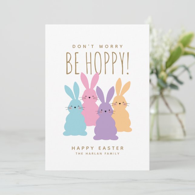 Cute Bunnies Easter Personalised Holiday Card (Standing Front)