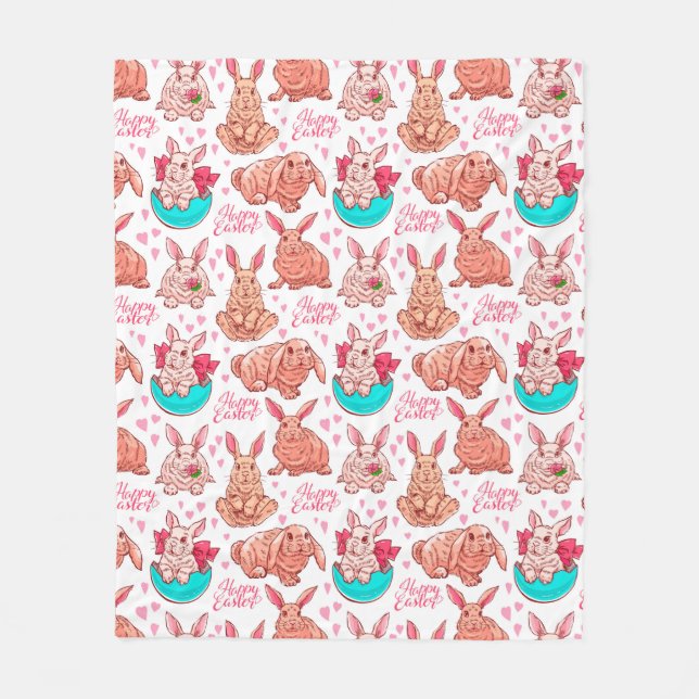 Cute Bunnies Fleece Blanket (Front)