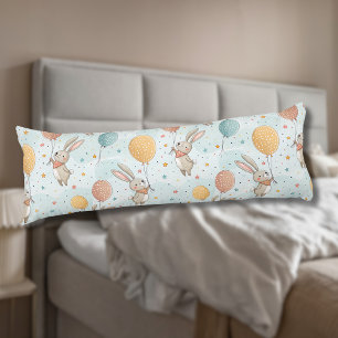 Cute Bunnies Holding Pastel Egg Balloons Body Cushion