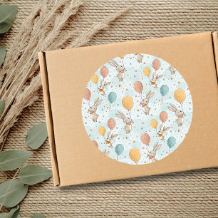 Cute Bunnies Holding Pastel Egg Balloons Classic Round Sticker