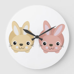 Cute Bunnies Large Clock