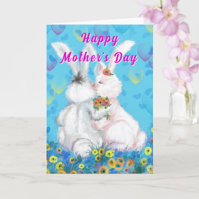 Cute Bunnies Mother's Day Card (Orchid)