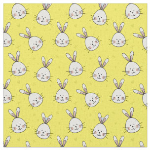 Cute Bunnies Pattern on Yellow Unisex Child Fabric
