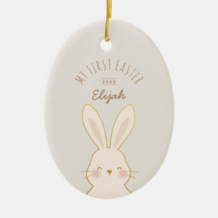 Cute Bunnies Personalised Easter Ceramic Tree Decoration