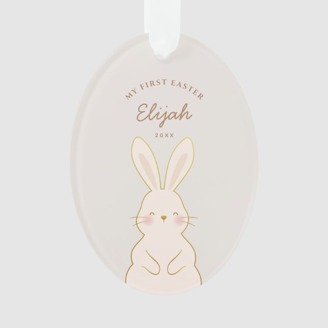 Cute Bunnies Personalised Easter Ornament (Front)