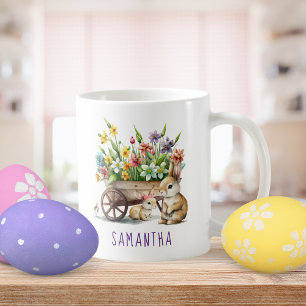 Cute Bunnies Personalised Girl Easter Coffee Mug