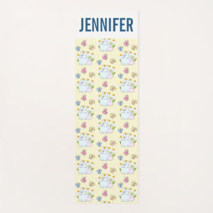 Cute Bunnies with Spring Daisies and Butterflies Yoga Mat