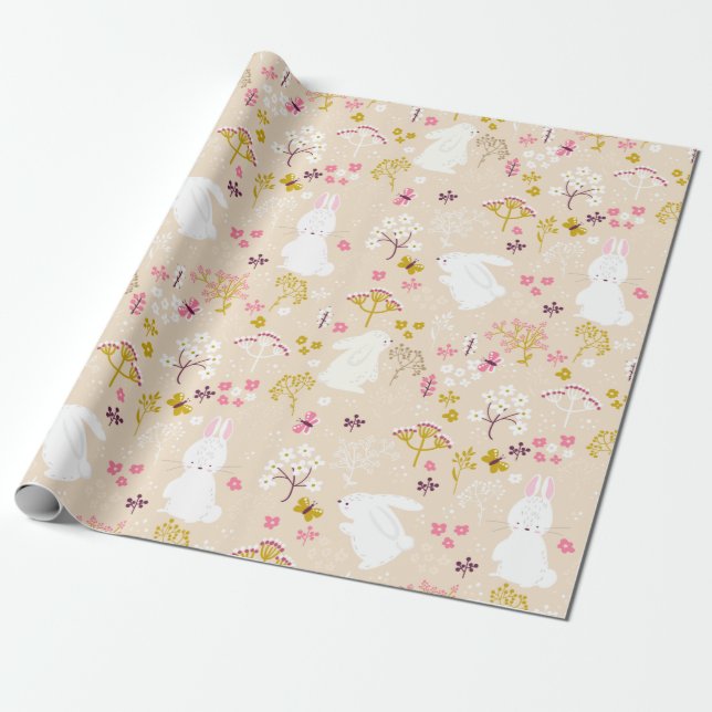 Cute Bunnies Wrapping Paper (Unrolled)