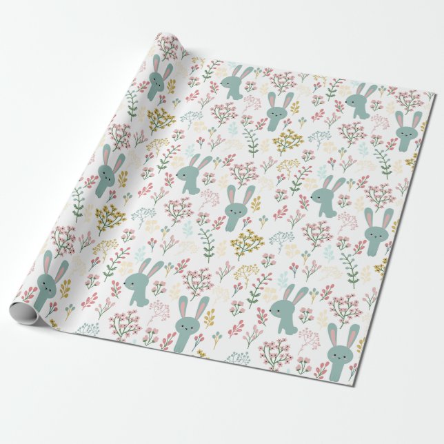 Cute Bunnies Wrapping Paper (Unrolled)