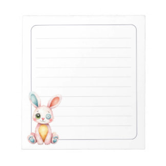 Cute Bunny 5.5 x 6 Rabbit Stationery Gift Lined Notepad