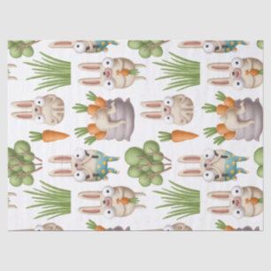 Cute Bunny and Carrot Easter Decoupage Tissue Paper