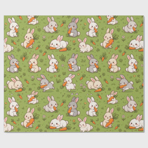 Cute Bunny and Carrot Seamless Pattern Wrapping Paper