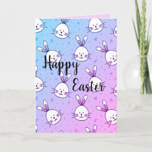 Cute Bunny and Chic Easter Card to Colour