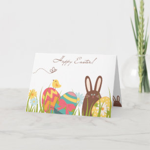 Cute Bunny and Colourful Eggs Happy Easter Holiday Card
