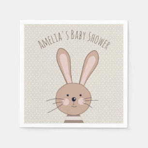 Cute Bunny and Dots Custom Baby Shower Napkin