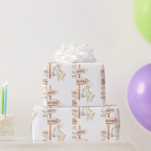 Cute Bunny and Egg Happy Easter Wrapping Paper