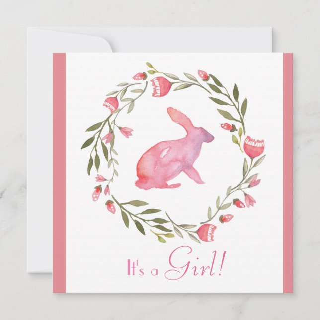 Cute Bunny and Florals Baby  Shower Invitation (Front)