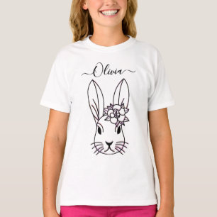 Cute Bunny and Flower. Personalise T-Shirt