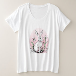 Cute Bunny and Lilies Plus Size Plus Size T-Shirt