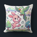 Cute Bunny and Parrot Playing Sticker |  Cushion<br><div class="desc">This cute and colourful sticker features a playful bunny and a cheerful parrot enjoying a happy moment together. Designed in a kawaii style with soft colours and a joyful vibe, this sticker is perfect for decorating laptops, notebooks, water bottles, and more. A perfect choice for animal lovers and cute art...</div>