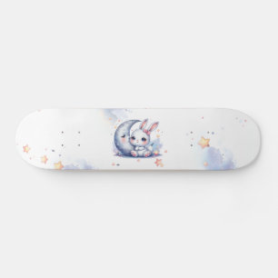 cute bunny and the moon kids skateboard