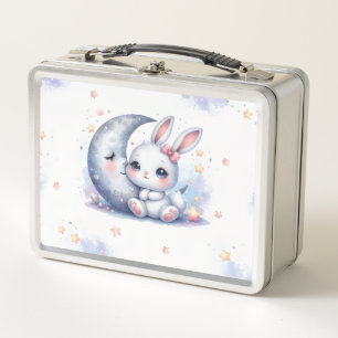 cute bunny and the moon metal lunch box