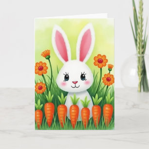 Cute Bunny And Veggies Card