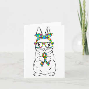 Cute Bunny Autism Awareness Glasses Easter Bunny R Card
