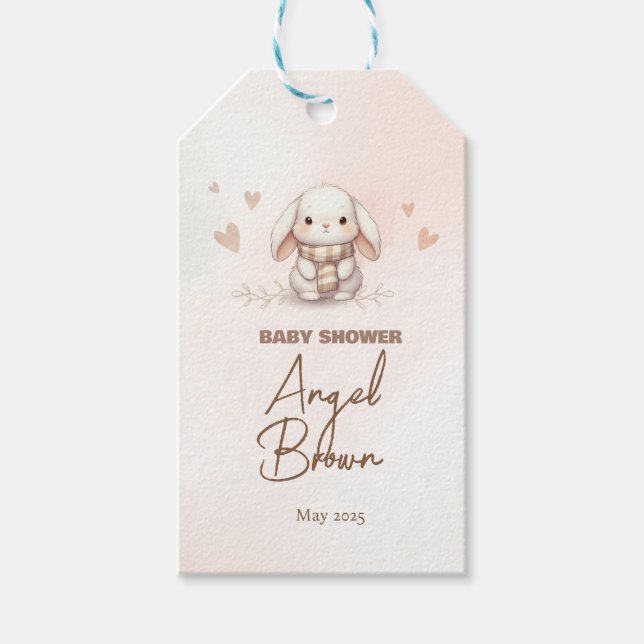 Cute Bunny Baby Shower Favor Tag (Front)